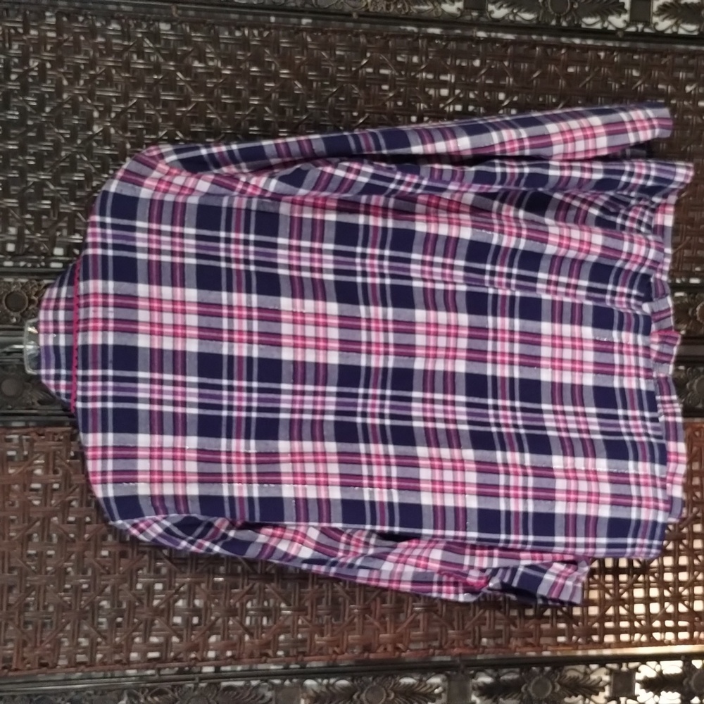 Victoria's Secret PJ Set Size L Flannel Pink Purple Pockets On Top - Picture 5 of 10